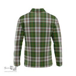 Scottish Hay White Dress Tartan Long Sleeve Plaid Polo Shirt