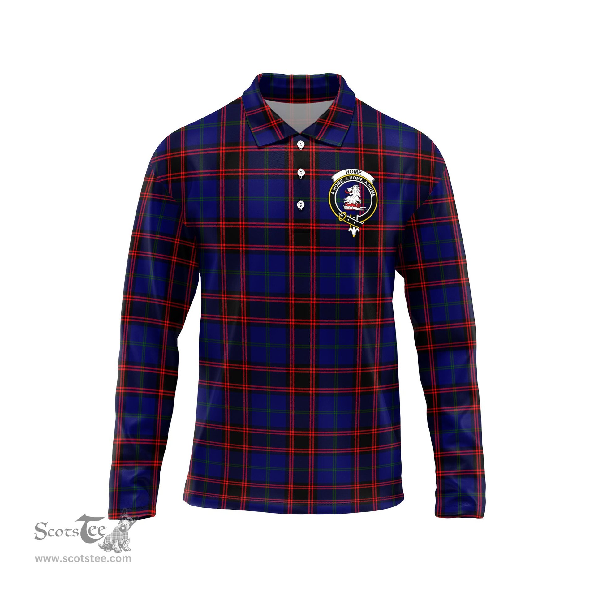 Scottish Home Modern Clan Crest Tartan Polo Long Sleeve Plaid Polo Shirt