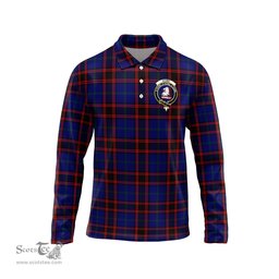 Scottish Home Modern Clan Crest Tartan Polo Long Sleeve Plaid Polo Shirt
