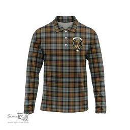 Scottish Gordon Weathered Clan Crest Tartan Polo Long Sleeve Plaid Polo Shirt