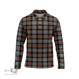 Scottish Gunn Weathered Tartan Long Sleeve Plaid Polo Shirt
