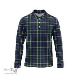 Scottish Graham of Montrose Modern Tartan Long Sleeve Plaid Polo Shirt
