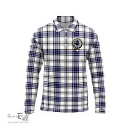 Scottish Hannay Modern Clan Crest Tartan Polo Long Sleeve Plaid Polo Shirt