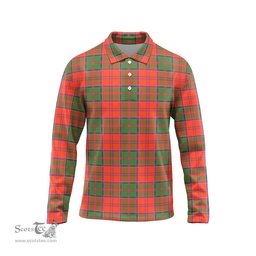 Scottish Grant Ancient Tartan Long Sleeve Plaid Polo Shirt
