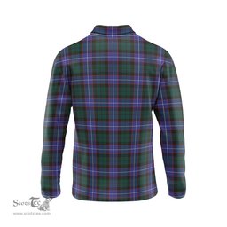 Scottish Guthrie Modern Tartan Long Sleeve Plaid Polo Shirt