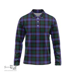 Scottish Guthrie Modern Tartan Long Sleeve Plaid Polo Shirt