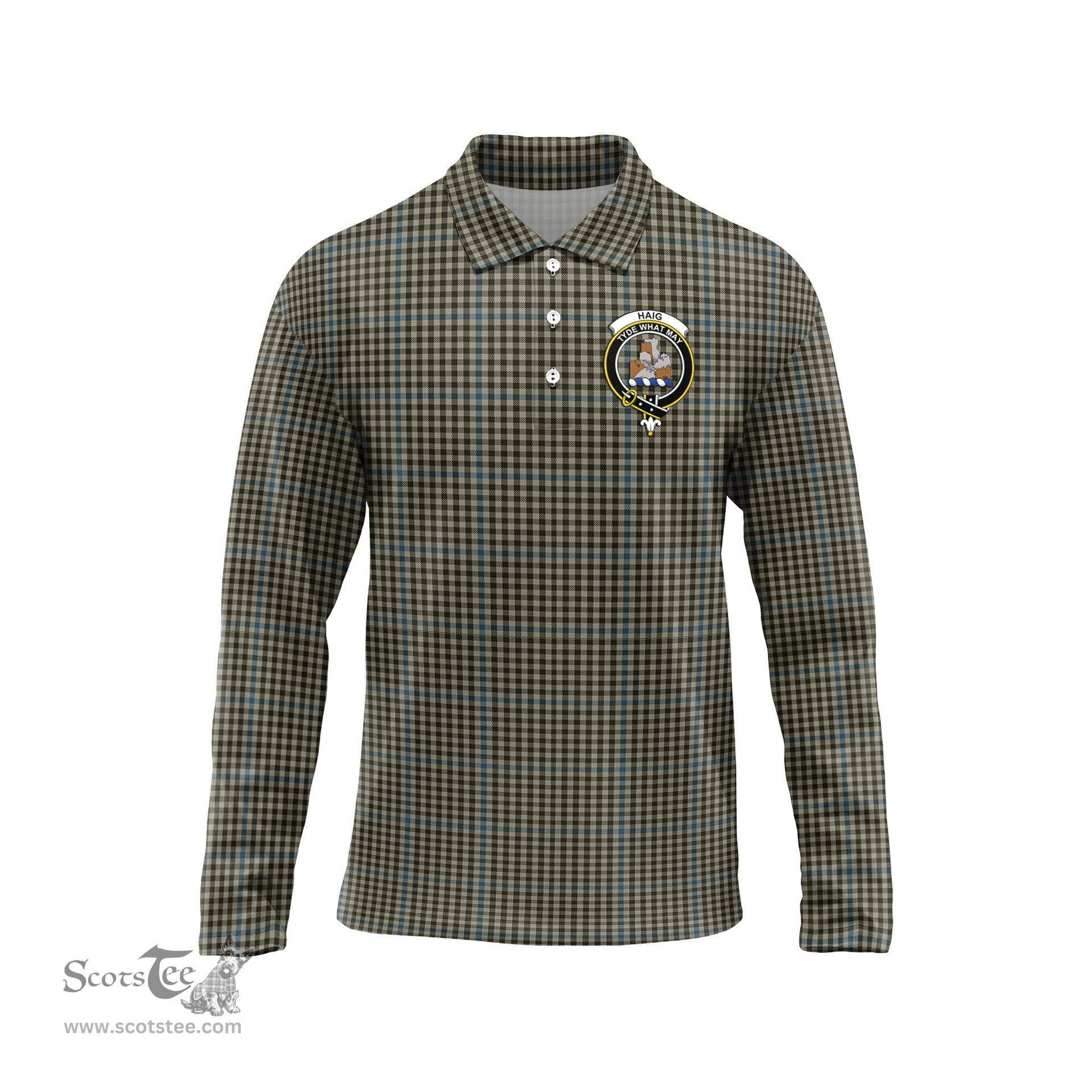 Scottish Haig Clan Crest Tartan Polo Long Sleeve Plaid Polo Shirt