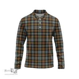 Scottish Gordon Weathered Tartan Long Sleeve Plaid Polo Shirt