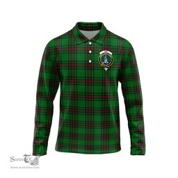 Scottish Ged Clan Crest Tartan Polo Long Sleeve Plaid Polo Shirt