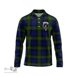 Scottish Gunn Modern Clan Crest Tartan Polo Long Sleeve Plaid Polo Shirt