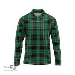 Scottish MacAlpin Ancient Tartan Long Sleeve Plaid Polo Shirt