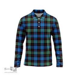 Scottish Guthrie Ancient Tartan Long Sleeve Plaid Polo Shirt