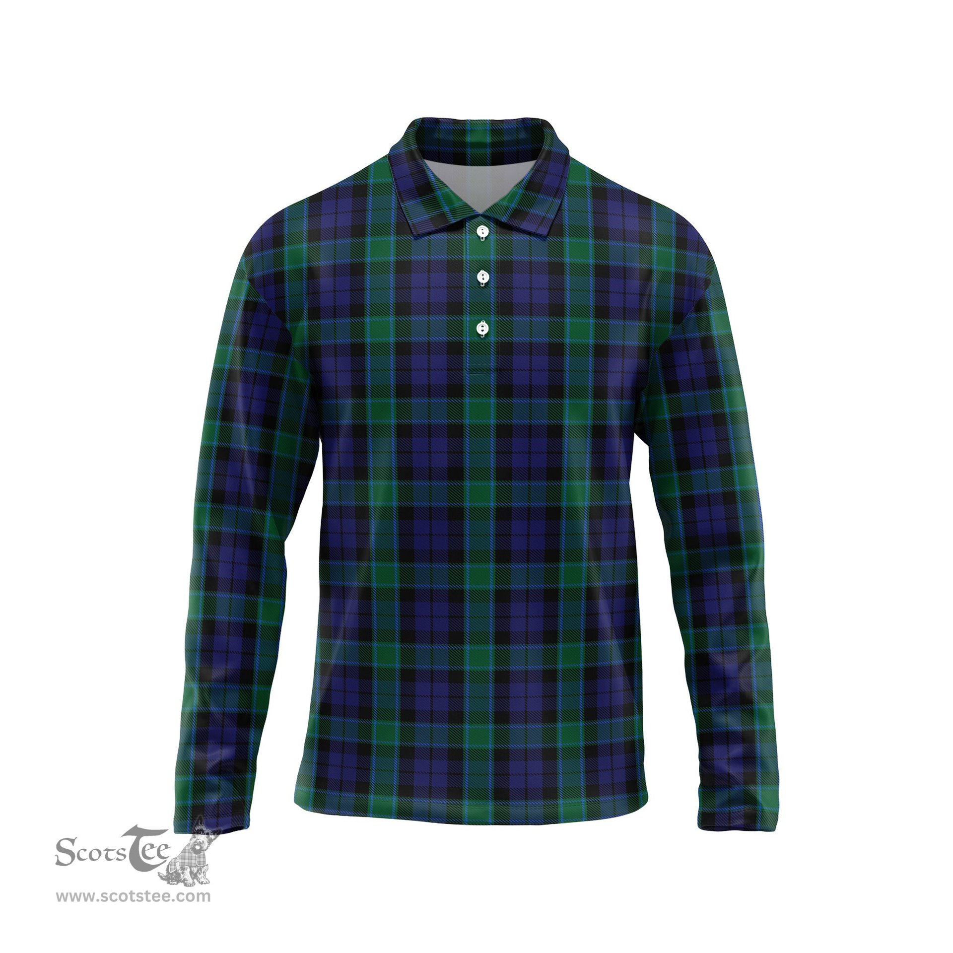 Scottish Graham of Menteith Tartan Long Sleeve Plaid Polo Shirt