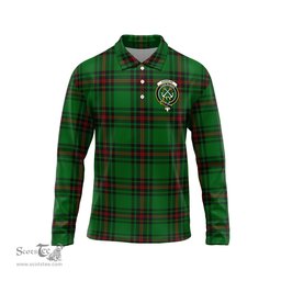 Scottish Kinnear Clan Crest Tartan Polo Long Sleeve Plaid Polo Shirt