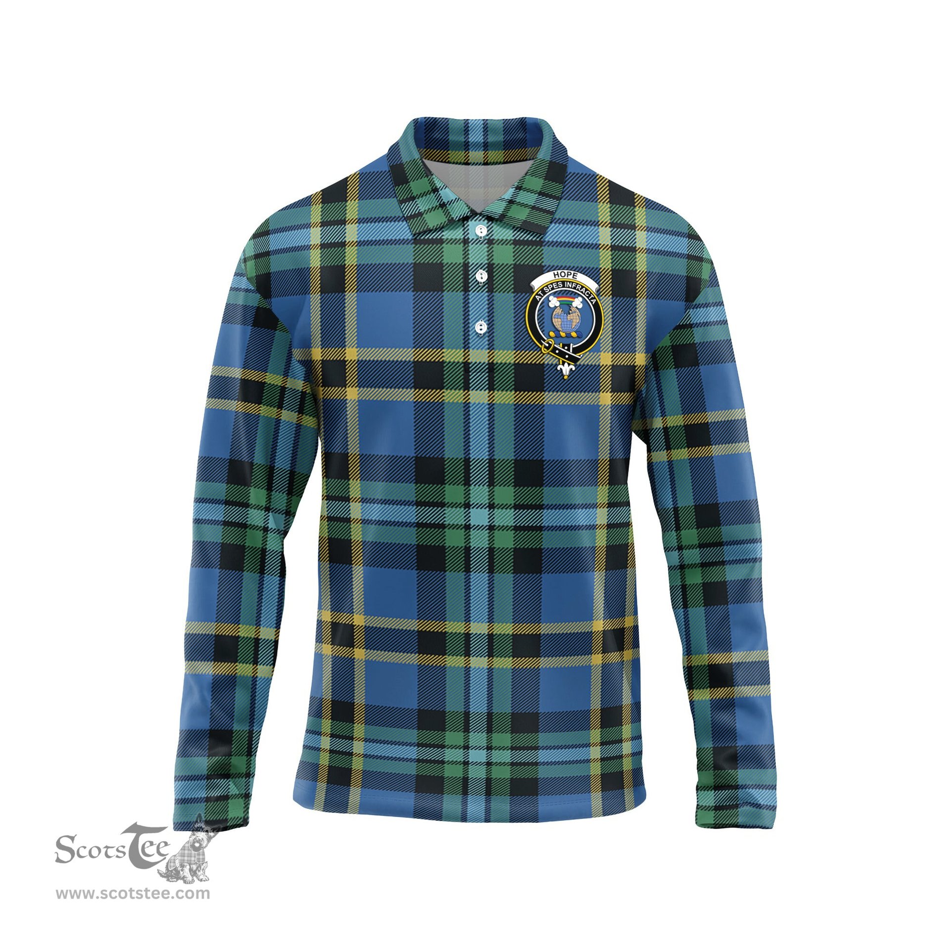 Scottish Hope Ancient Clan Crest Tartan Polo Long Sleeve Plaid Polo Shirt