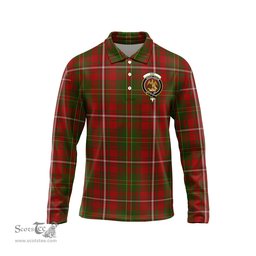 Scottish Hay Clan Crest Tartan Polo Long Sleeve Plaid Polo Shirt