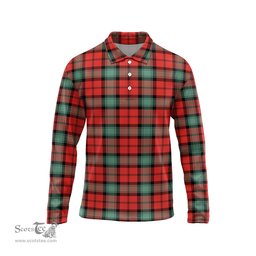 Scottish Kerr Ancient Tartan Long Sleeve Plaid Polo Shirt