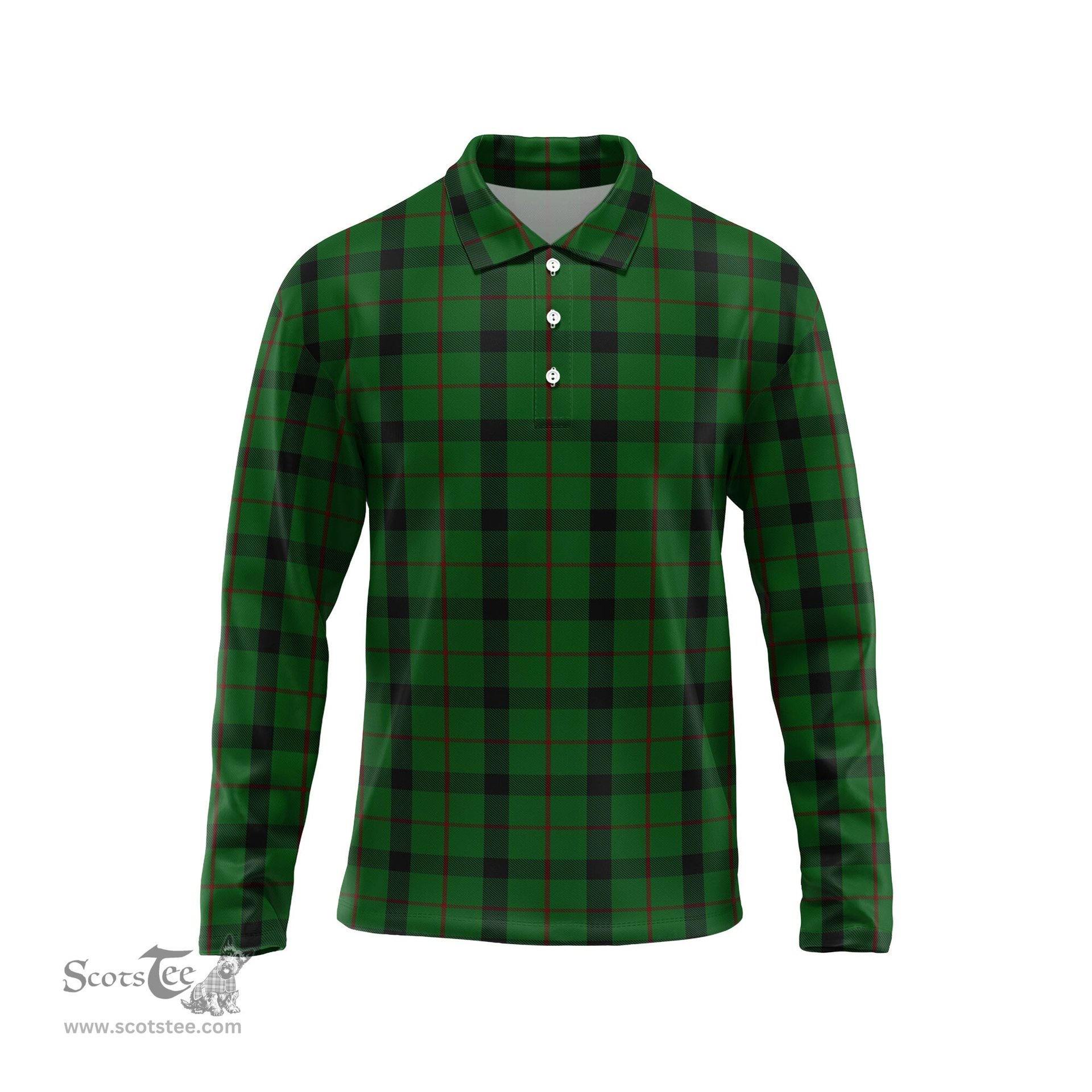 Scottish Kincaid Tartan Long Sleeve Plaid Polo Shirt