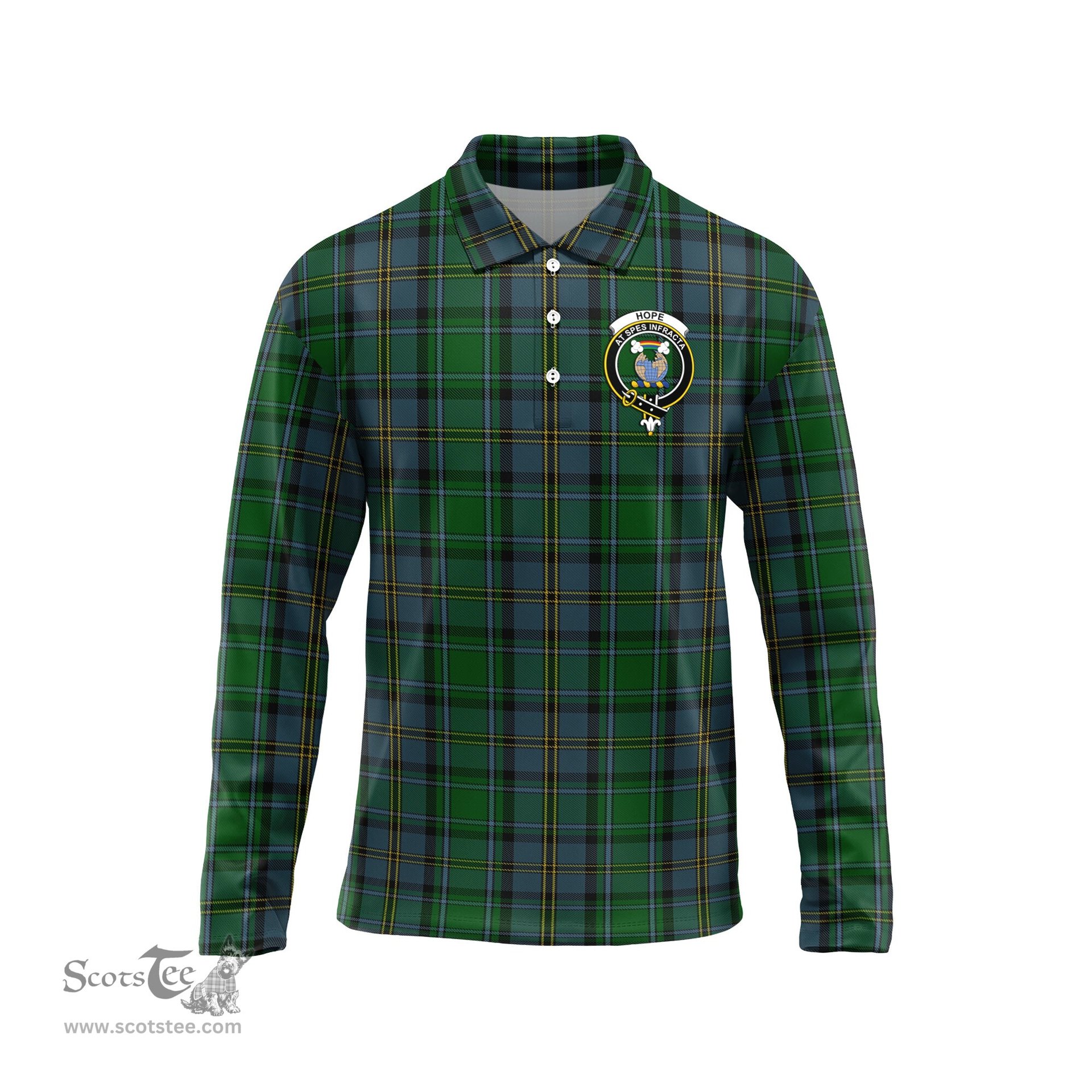 Scottish Hope Vere Clan Crest Tartan Polo Long Sleeve Plaid Polo Shirt
