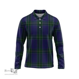 Scottish Lewis of Wales Tartan Long Sleeve Plaid Polo Shirt