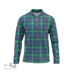 Scottish Inglis Ancient Tartan Long Sleeve Plaid Polo Shirt