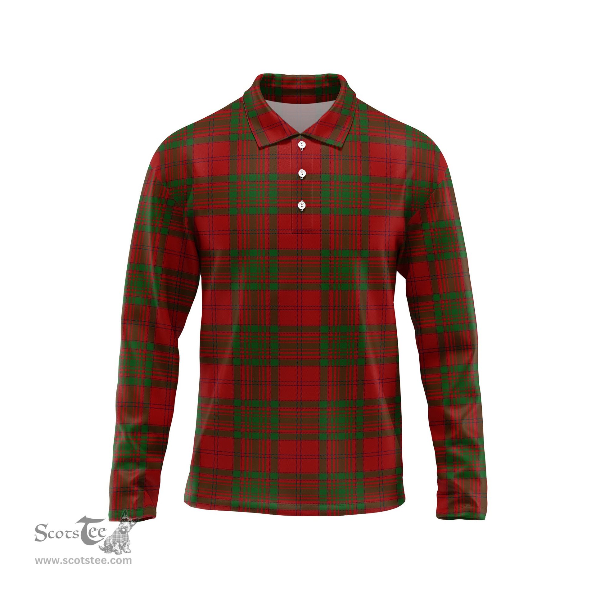 Scottish MacAlister of Glenbarr Tartan Long Sleeve Plaid Polo Shirt