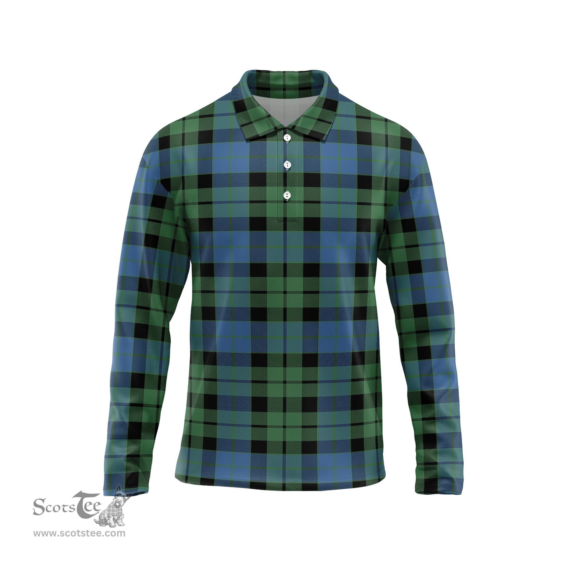 Scottish MacKay Ancient Tartan Long Sleeve Plaid Polo Shirt