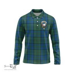Scottish Lockhart Clan Crest Tartan Polo Long Sleeve Plaid Polo Shirt