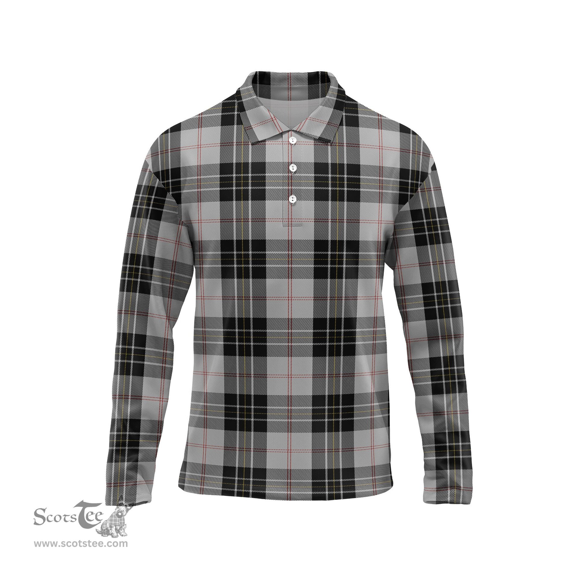 Scottish MacPherson Dress Tartan Long Sleeve Plaid Polo Shirt