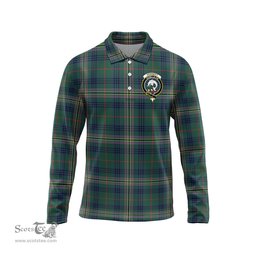 Scottish Kennedy Modern Clan Crest Tartan Polo Long Sleeve Plaid Polo Shirt