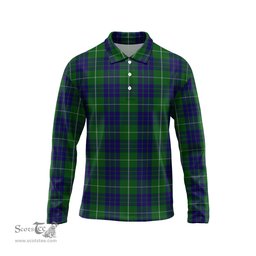 Scottish Hamilton Green Hunting Tartan Long Sleeve Plaid Polo Shirt