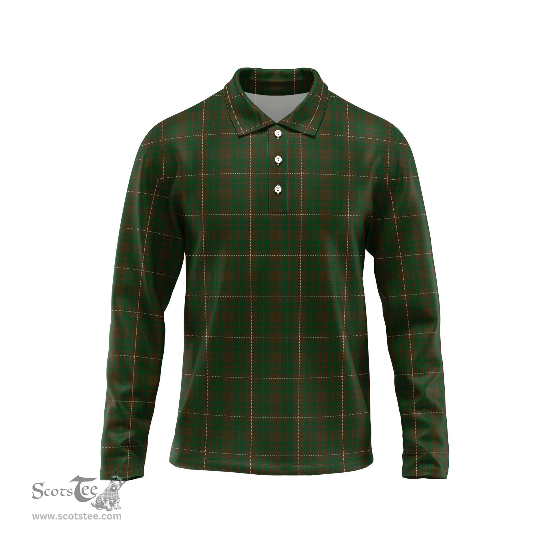 Scottish MacKinnon Hunting Tartan Long Sleeve Plaid Polo Shirt