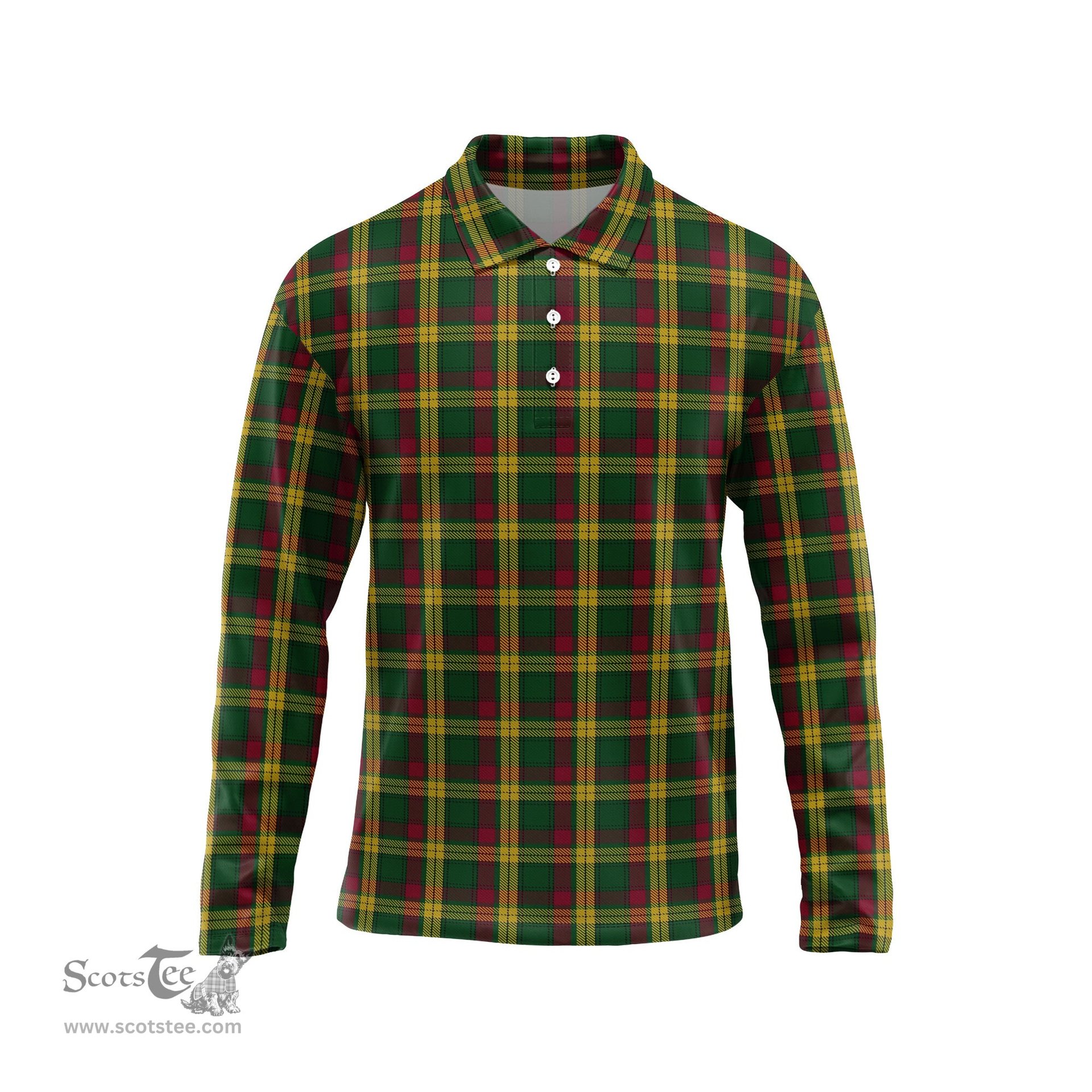 Scottish MacMillan Ancient Tartan Long Sleeve Plaid Polo Shirt