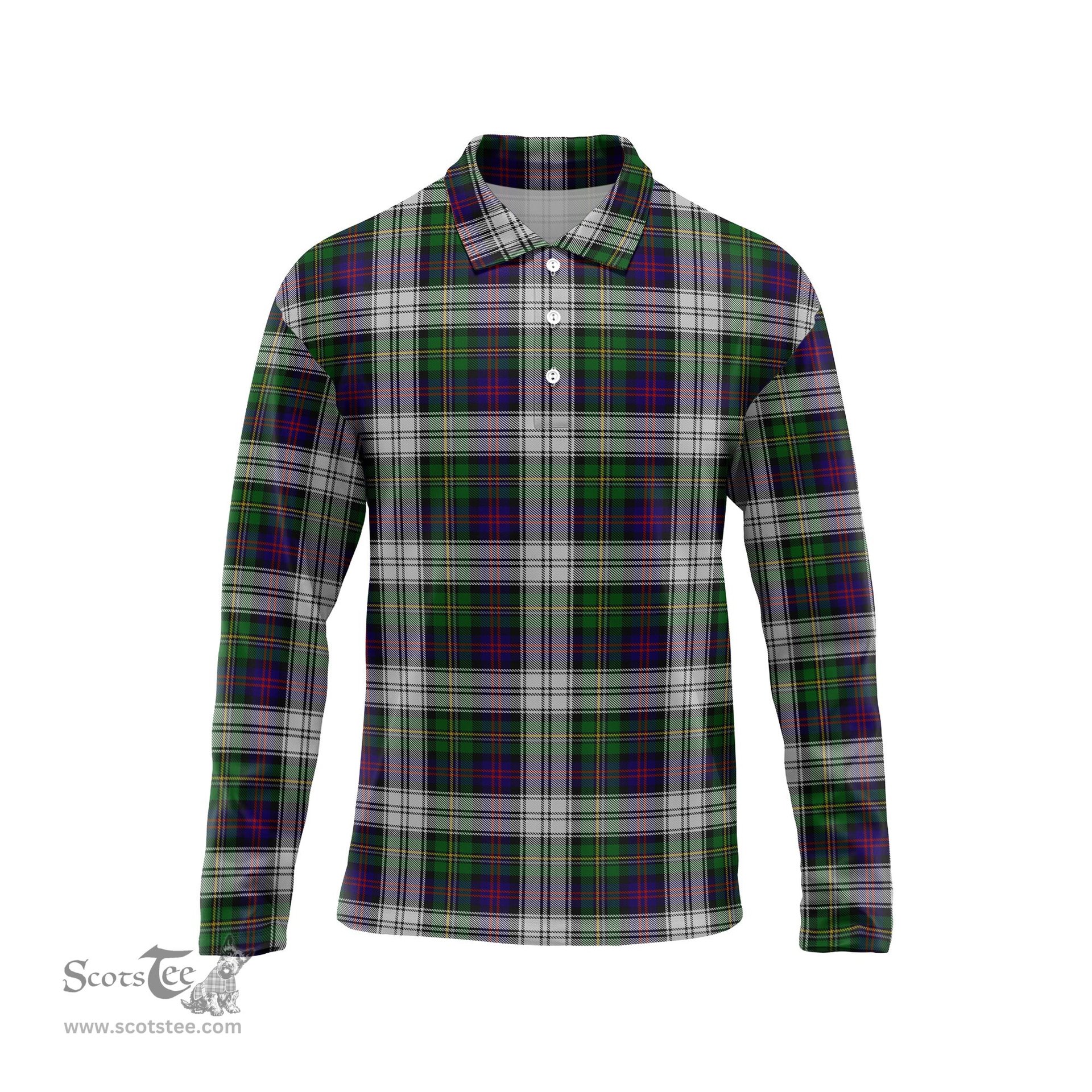 Scottish MacCallum Dress Tartan Long Sleeve Plaid Polo Shirt