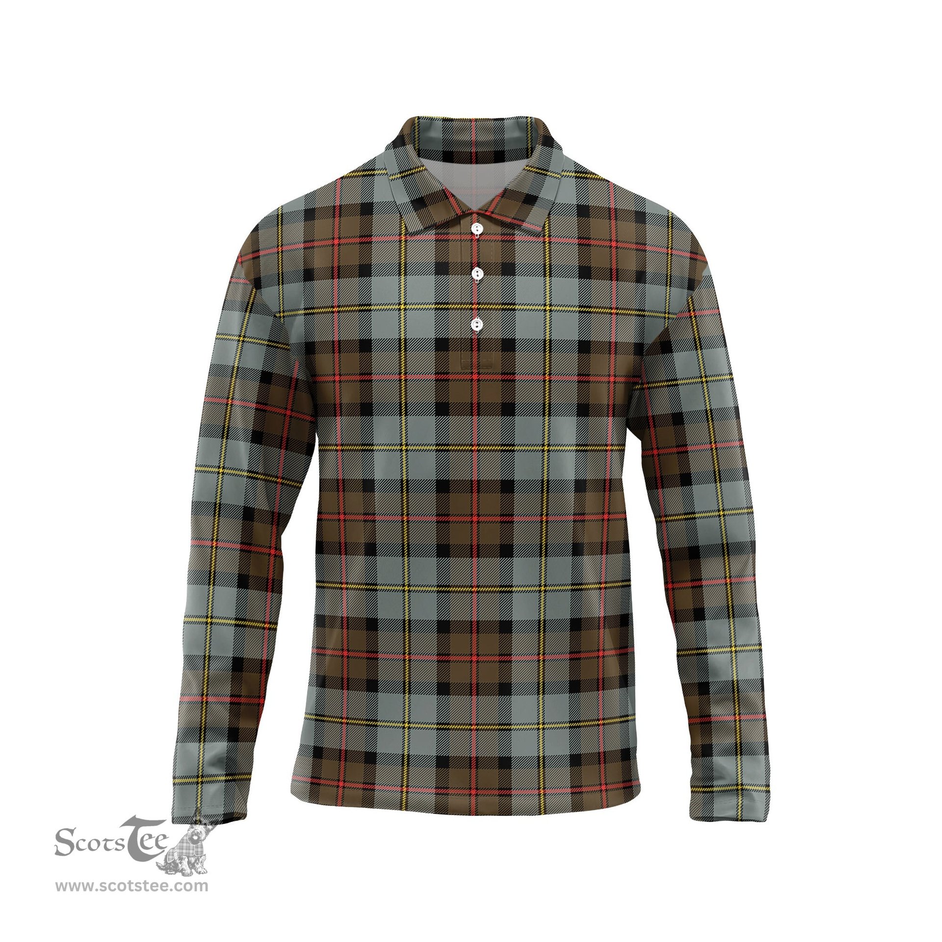 Scottish MacLeod of Harris Weathered Tartan Long Sleeve Plaid Polo Shirt