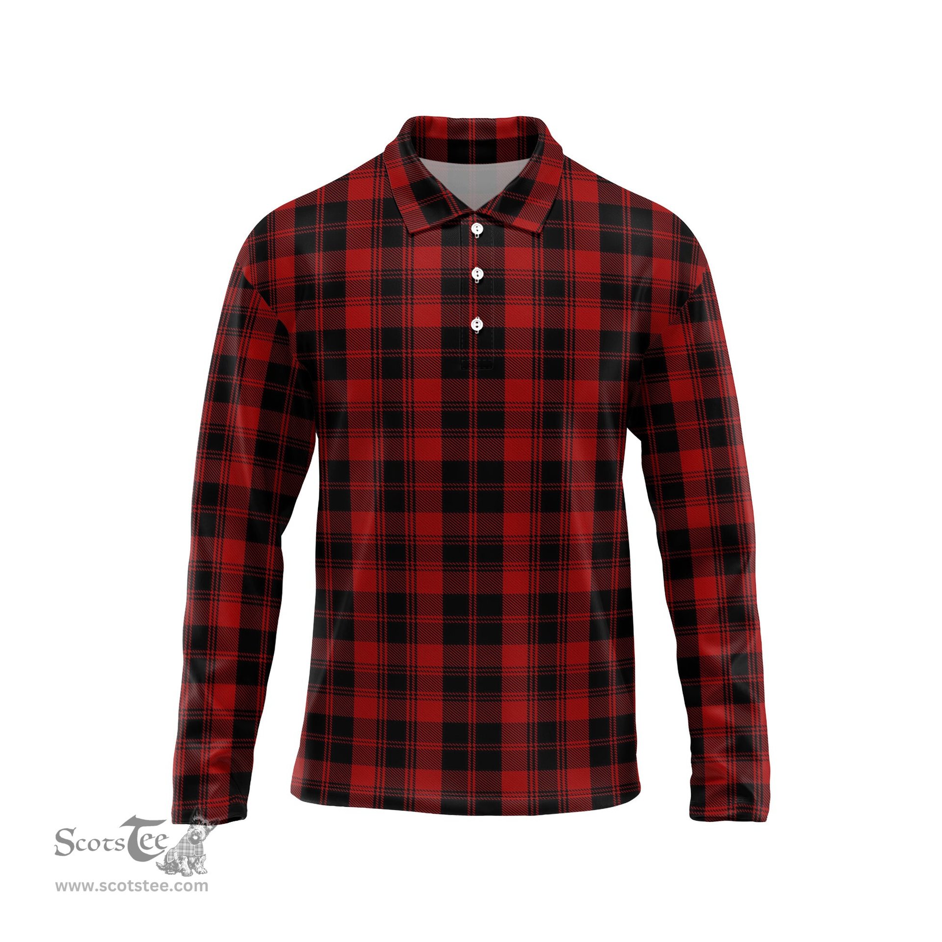 Scottish Murray of Ochtertyre Tartan Long Sleeve Plaid Polo Shirt