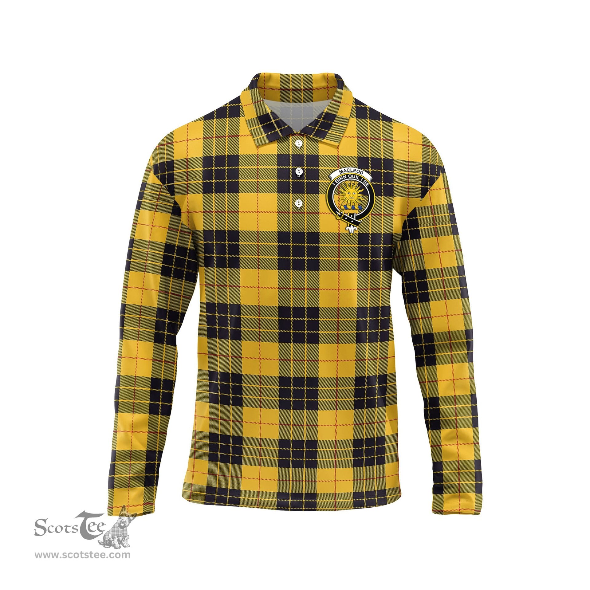Scottish MacLeod of Lewis Ancient Clan Crest Tartan Polo Long Sleeve Plaid Polo Shirt