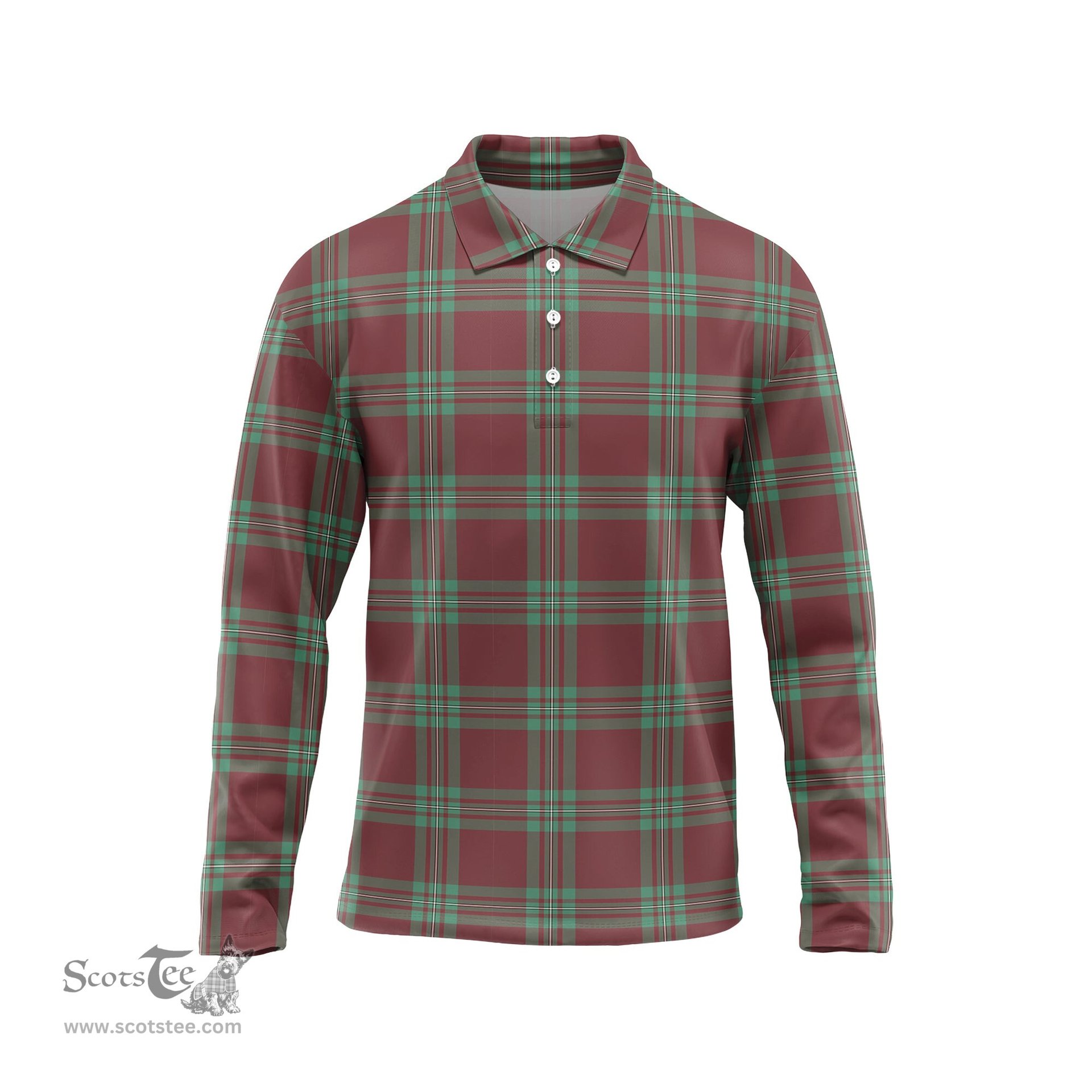 Scottish MacGregor Hunting Ancient Tartan Long Sleeve Plaid Polo Shirt