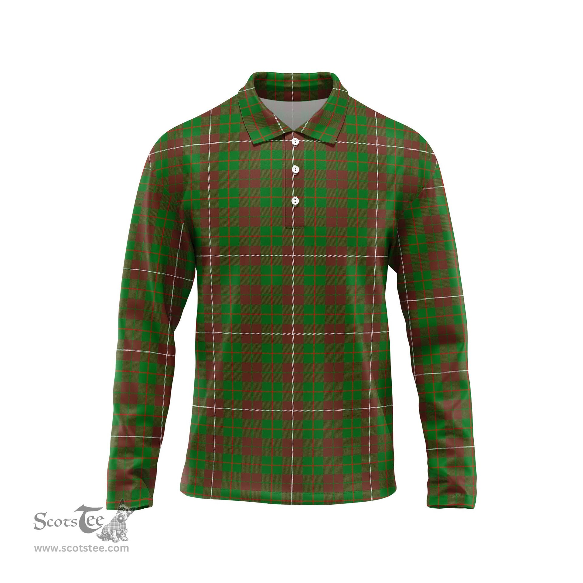 Scottish MacKinnon Hunting Modern Tartan Long Sleeve Plaid Polo Shirt