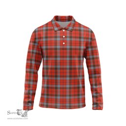 Scottish Robertson Weathered Tartan Long Sleeve Plaid Polo Shirt