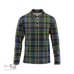 Scottish Scott Green Modern Tartan Long Sleeve Plaid Polo Shirt