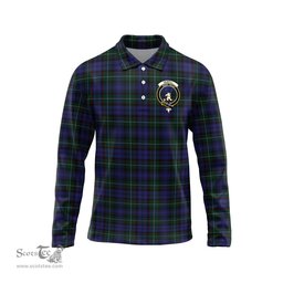 Scottish Sempill Clan Crest Tartan Polo Long Sleeve Plaid Polo Shirt