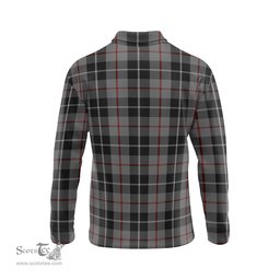 Scottish Thompson Grey Tartan Long Sleeve Plaid Polo Shirt