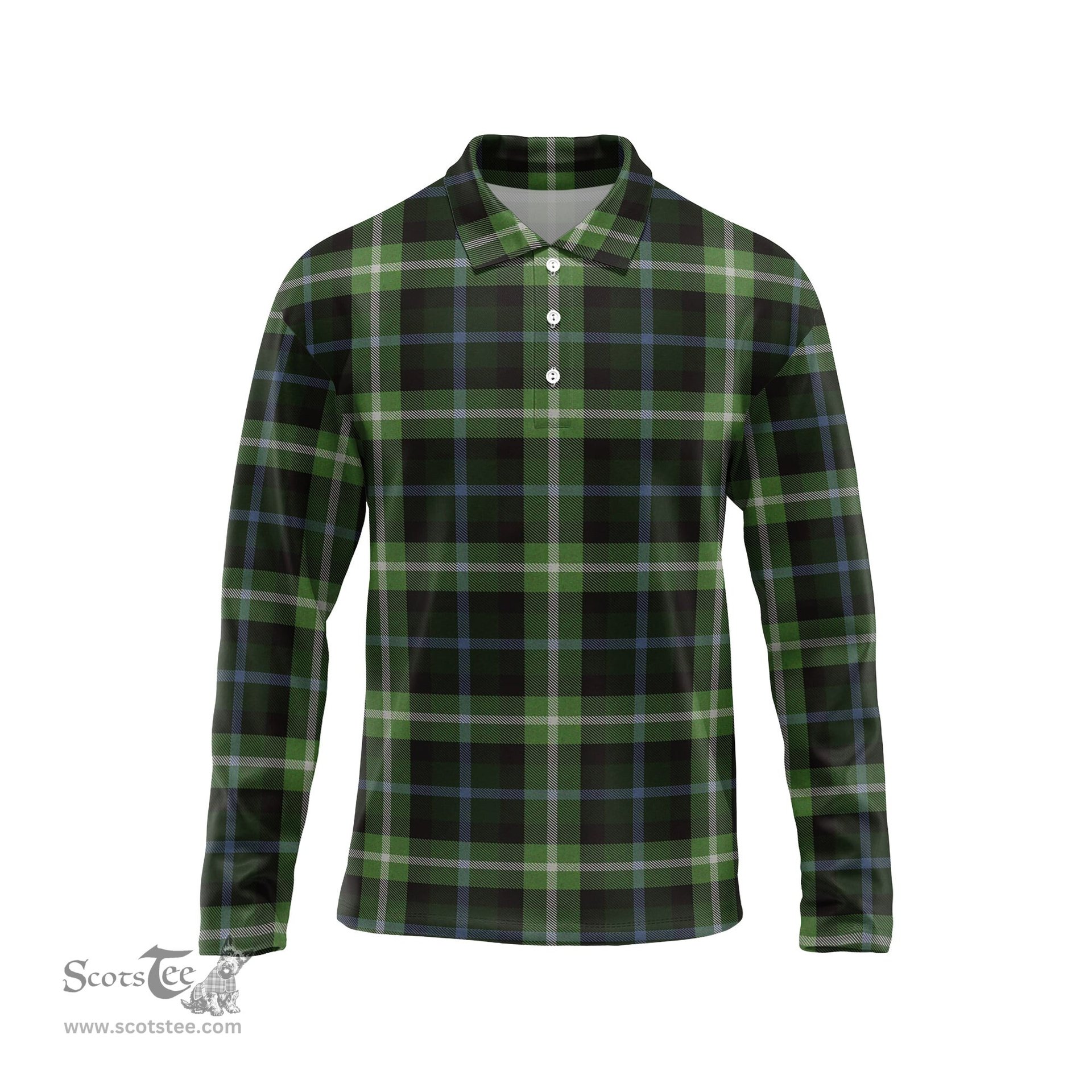 Scottish Rodger Tartan Long Sleeve Plaid Polo Shirt