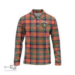 Scottish Stewart Royal Ancient Clan Crest Tartan Polo Long Sleeve Plaid Polo Shirt