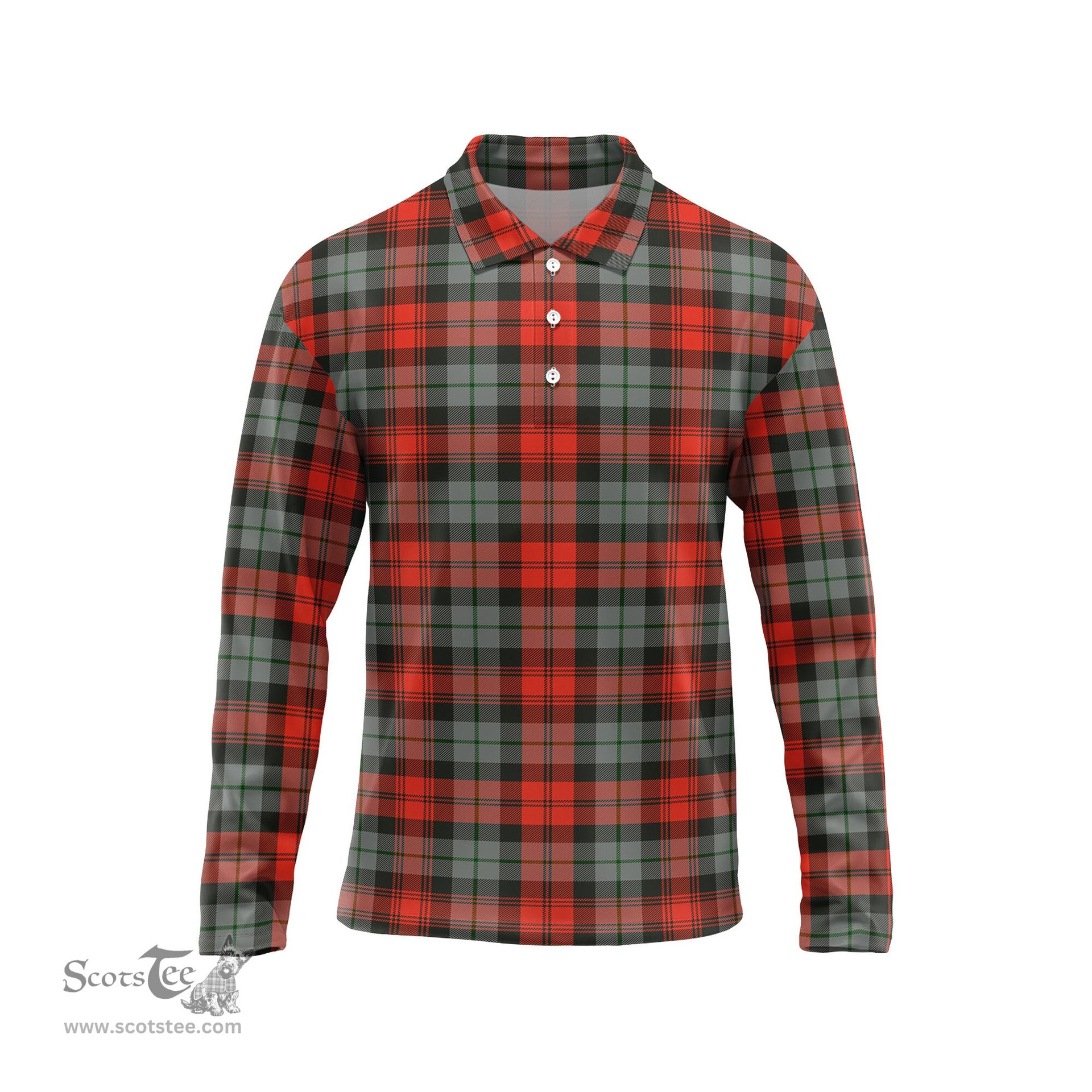 Scottish MacLachlan Weathered Tartan Long Sleeve Plaid Polo Shirt
