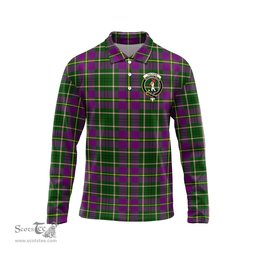 Scottish Taylor Clan Crest Tartan Polo Long Sleeve Plaid Polo Shirt