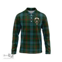 Scottish Ross Hunting Clan Crest Tartan Polo Long Sleeve Plaid Polo Shirt