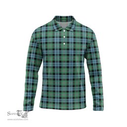 Scottish Melville Ancient Tartan Long Sleeve Plaid Polo Shirt
