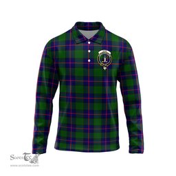 Scottish Shaw Modern Clan Crest Tartan Polo Long Sleeve Plaid Polo Shirt